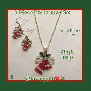 3 Piece Jewelry Set Christmas Bells